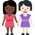 Women Holding Hands: Dark Skin Tone, Light Skin Tone