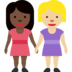 Women Holding Hands: Dark Skin Tone, Medium-Light Skin Tone